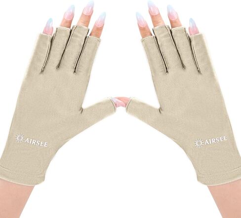 AIRSEE Anti UV Gloves for Nail Lamp, Professional UPF50+ UV Protection Gloves for Manicures Nail Art, Fingerless Gloves in Saudi Arabia