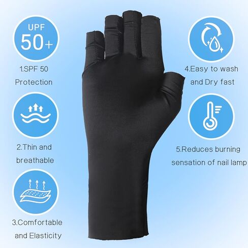 قفازات Jawpaw للأشعة فوق البنفسجية للأظافر، وقفازات للأشعة فوق البنفسجية لمصباح الأظافر الهلامي بعامل حماية من الأشعة فوق البنفسجية 50+ وقفازات حماية من الأشعة فوق البنفسجية لتقليم الأظافر وقفازات بدون أصابع لحماية الأيدي من الأشعة فوق البنفسجية للأظافر in Kuwait