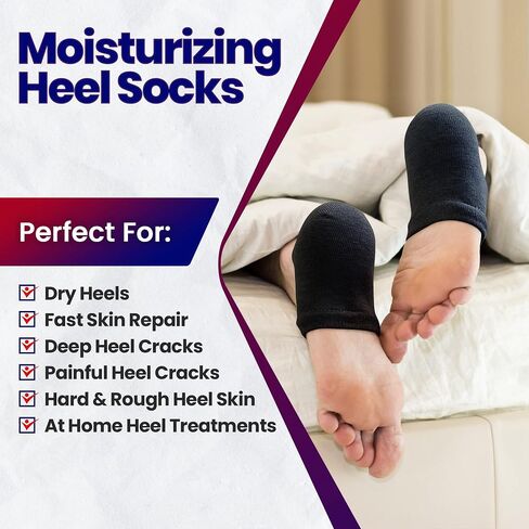 Moisturizing Socks for Mens Cracked Heels - Moisturizer Heel Sleeves to Smooth & Soften Rough Cracked Heels & Dry Feet. Large Aloe Moisturizing Heel Socks with Lotion Infused Gel Socks (XL - 3 Pairs) in Saudi Arabia