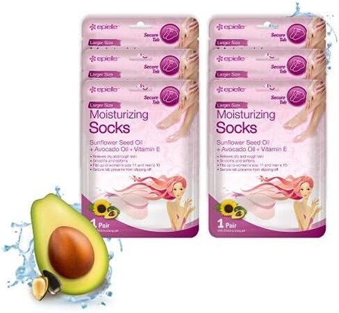 Epielle Moisturizing Foot Masks (Socks 6pk) for foot heel to toe and callus | Foot Cream & Lotion - Sunflower Seed Oil + Avocado Oil + Vitamin E,Mothers Day GIfts in Saudi Arabia