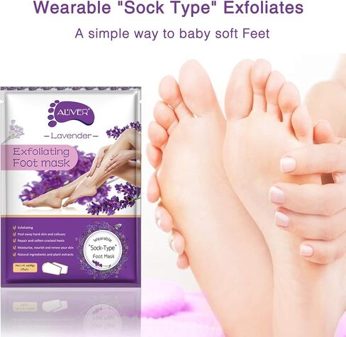 Foot Peel Mask - 5 Pack Foot Mask for Dry Dead Skin, Callus, Repair Rough Heels - Make Your Feet Baby Soft Get Smooth Silky Skin - Lavender in Kuwait