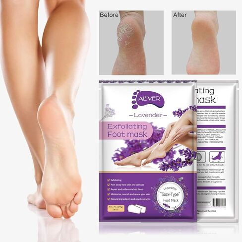 Foot Peel Mask - 5 Pack Foot Mask for Dry Dead Skin, Callus, Repair Rough Heels - Make Your Feet Baby Soft Get Smooth Silky Skin - Lavender in Kuwait