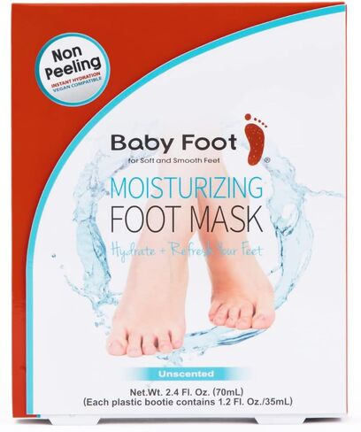 Baby Foot Unscented Non-Peel Moisturing Mask – Hydrate and Refesh Feet in 15-Minute - No Pain Feet Treatment - For Men and Women - Smooth and rich moisturizer for Baby Soft Feet in Saudi Arabia