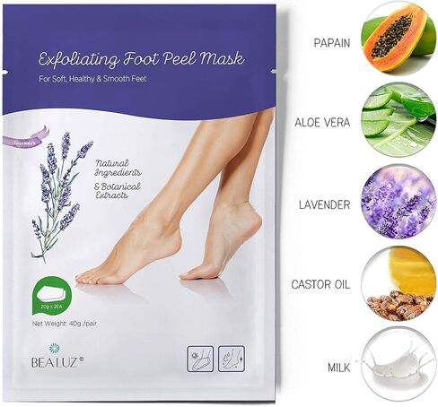 2 Pairs Foot Peel Mask Exfoliant for Soft Feet in 1-2 Weeks, Exfoliating Booties for Peeling Off Calluses & Dead Skin, For Men & Women Lavender by BEALUZ in Saudi Arabia
