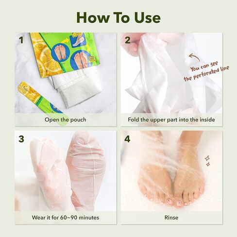 Purederm Foot Peeling Mask Set Exfoliating Foot Peel Spa Mask For Baby Soft Skin W/Sunflower Seed Oil & Lemon Extract - For Men & Women - Removes Dead Skin & Calluses In 2 Weeks, Pack of 3 in Kuwait