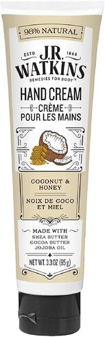 J.R. Watkins Natural Moisturizing Hand Cream, Coconut, Hydrating Hand Moisturizer with Shea Butter, Cocoa Butter, and Avocado Oil, USA Made and Cruelty Free, 3.3oz in Saudi Arabia