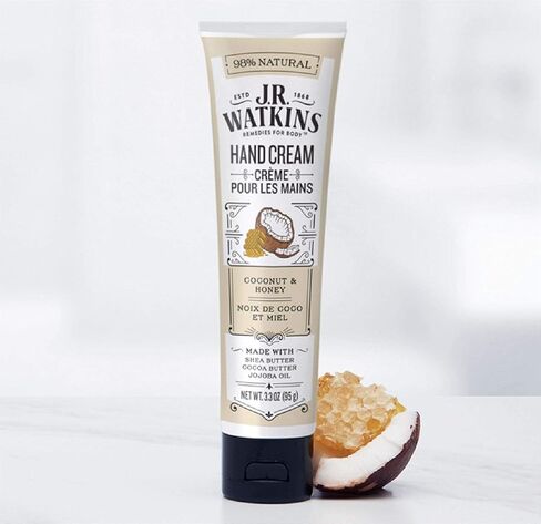 J.R. Watkins Natural Moisturizing Hand Cream, Coconut, Hydrating Hand Moisturizer with Shea Butter, Cocoa Butter, and Avocado Oil, USA Made and Cruelty Free, 3.3oz in Saudi Arabia
