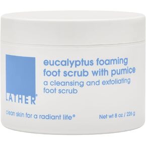 LATHER Foot Scrub with Pumice Stone - Gentle Exfoliating Foaming Foot Scrub for Skin - Cracked Heel Repair for Smooth, Soft Feet - Pedicure Foot Spa | 4 Oz in Saudi Arabia