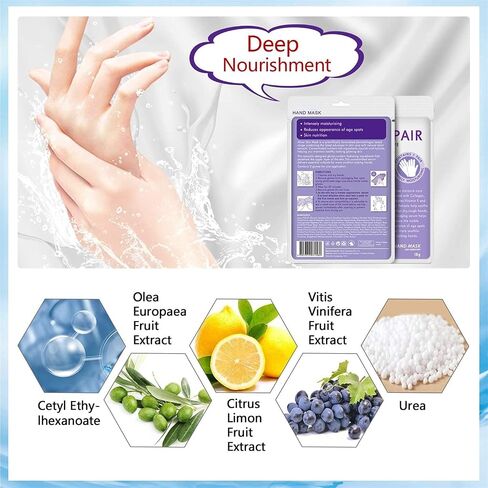 5 Pairs Hands Moisturizing Gloves, Hand Skin Repair Renew Mask Infused Collagen, Vitamins + Natural Plant Extracts for Dry, Aging, Cracked Hands (5 Pairs Hand mask) in Saudi Arabia