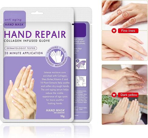 5 Pairs Hands Moisturizing Gloves, Hand Skin Repair Renew Mask Infused Collagen, Vitamins + Natural Plant Extracts for Dry, Aging, Cracked Hands (5 Pairs Hand mask) in Saudi Arabia
