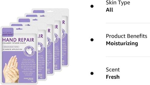 5 Pairs Hands Moisturizing Gloves, Hand Skin Repair Renew Mask Infused Collagen, Vitamins + Natural Plant Extracts for Dry, Aging, Cracked Hands (5 Pairs Hand mask) in Saudi Arabia