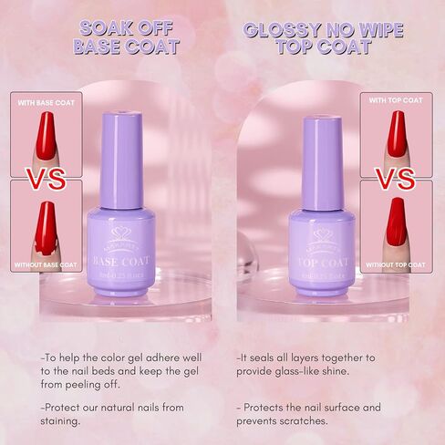 Makartt Gel Nail Polish Gel Top Coat & Base Coat Set with Nail Primer and Nail Prep Dehydrator(8ml) in Saudi Arabia
