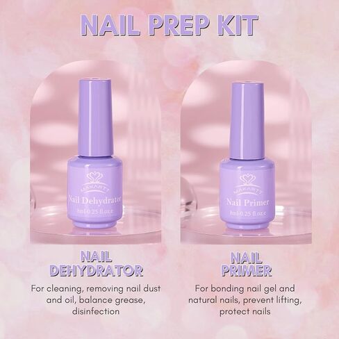 Makartt Gel Nail Polish Gel Top Coat & Base Coat Set with Nail Primer and Nail Prep Dehydrator(8ml) in Saudi Arabia