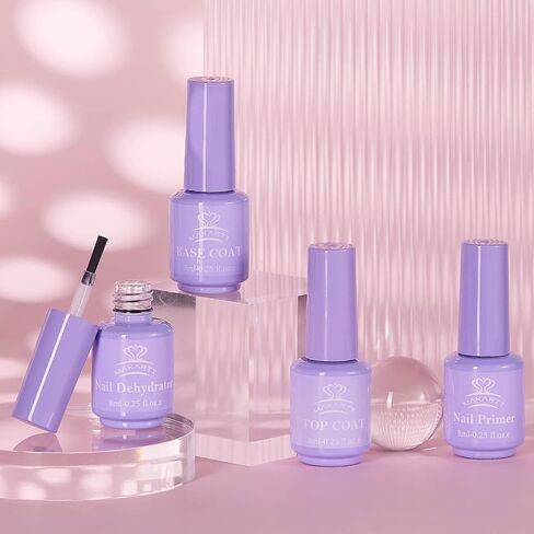 Makartt Gel Nail Polish Gel Top Coat & Base Coat Set with Nail Primer and Nail Prep Dehydrator(8ml) in Saudi Arabia
