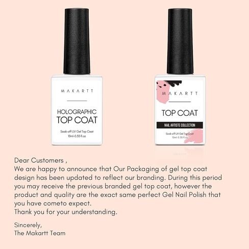 Makartt Glitter Top Coat Gel Nail Polish, No Wipe Nail Gel Top Coat Nail Polish, High Gloss Gel Coat for Acrylic Nails Soak Off Holographic Gel Top Shiny Finish Long Lasting for Nail Salon & Home DIY in Saudi Arabia