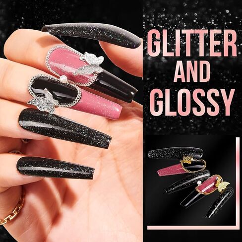 Makartt Glitter Top Coat Gel Nail Polish, No Wipe Nail Gel Top Coat Nail Polish, High Gloss Gel Coat for Acrylic Nails Soak Off Holographic Gel Top Shiny Finish Long Lasting for Nail Salon & Home DIY in Saudi Arabia