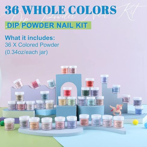 Lavender Violets 36 Colors Dip Powder Nail Kit Starter Quick Drying Dipping Powder Color Set for Home Salon Nail Art Designs M950 in Saudi Arabia