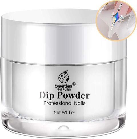 Beetles Nail Dip Powder Clear Color(1oz) for French Nail Manicure Nail Art, No Nail Lamp Needed, Long-Lasting, Strengthen Nail, Need Dip Powder Base Activator and Top Coat Gift for Mother in Saudi Arabia