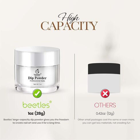 Beetles Nail Dip Powder Clear Color(1oz) for French Nail Manicure Nail Art, No Nail Lamp Needed, Long-Lasting, Strengthen Nail, Need Dip Powder Base Activator and Top Coat Gift for Mother in Saudi Arabia