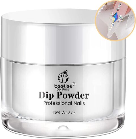 Beetles Nail Dip Powder Clear Color(1oz) for French Nail Manicure Nail Art, No Nail Lamp Needed, Long-Lasting, Strengthen Nail, Need Dip Powder Base Activator and Top Coat Gift for Mother in Saudi Arabia