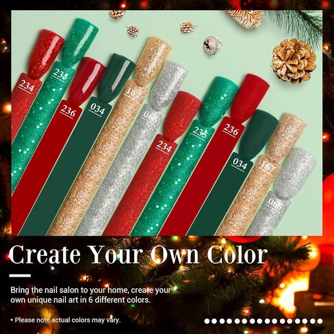 Dip Powder Set, AZUREBEAUTY 6 Colors Glitter Red Green Nail Dipping Powder French Nail Art Gel Manicure Salon DIY at Home Christmase Gifts in Saudi Arabia