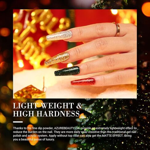 Dip Powder Set, AZUREBEAUTY 6 Colors Glitter Red Green Nail Dipping Powder French Nail Art Gel Manicure Salon DIY at Home Christmase Gifts in Saudi Arabia