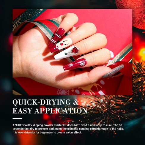 Dip Powder Set, AZUREBEAUTY 6 Colors Glitter Red Green Nail Dipping Powder French Nail Art Gel Manicure Salon DIY at Home Christmase Gifts in Saudi Arabia