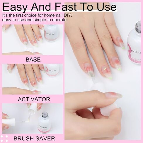 Saviland Dip Powder Liquid Set 15ml/0.5oz - 8Pcs Dip Powder Base Activator and Top Coat, Brush Saver for Dip Powder Nail Kit Dip System Dip Manicure Home DIY Salon Use No Lamp Needed Nail Repair in Kuwait