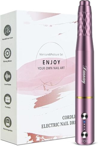 Electric Nail Drill Machine Professional,Cordless Electric Nail File for Acrylic Gel Nails,Efile Manicure and Pedicure Kit for Grinding Polishing Trimming(Pink Purple) in Saudi Arabia