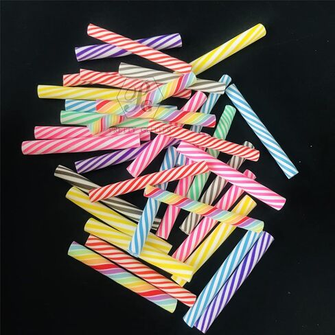 100pcs/Pack 3D Red White Candy Canes Slices Supplies Polymer Soft Clay DIY Decoration for Nail Art Slime Kit DIY Cake Dessert Simulation Food RT12-RW in Saudi Arabia