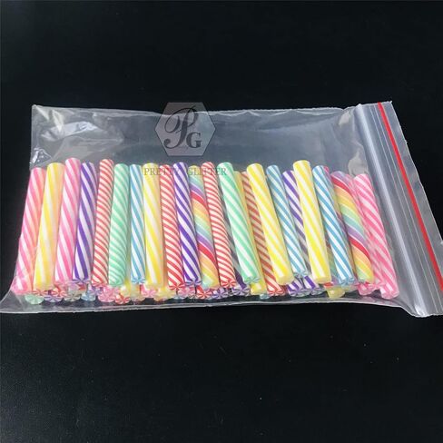 100pcs/Pack 3D Red White Candy Canes Slices Supplies Polymer Soft Clay DIY Decoration for Nail Art Slime Kit DIY Cake Dessert Simulation Food RT12-RW in Saudi Arabia