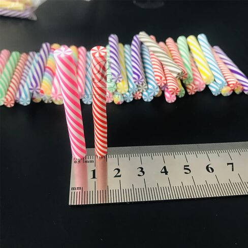 100pcs/Pack 3D Red White Candy Canes Slices Supplies Polymer Soft Clay DIY Decoration for Nail Art Slime Kit DIY Cake Dessert Simulation Food RT12-RW in Saudi Arabia