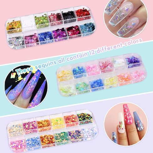 Nail Art Decoration Kit Includes Nail Rhinestones Nail Sequins Nail Crystals for Nail Art Supplies Accessories DIY Acrylic Nail Art in Saudi Arabia