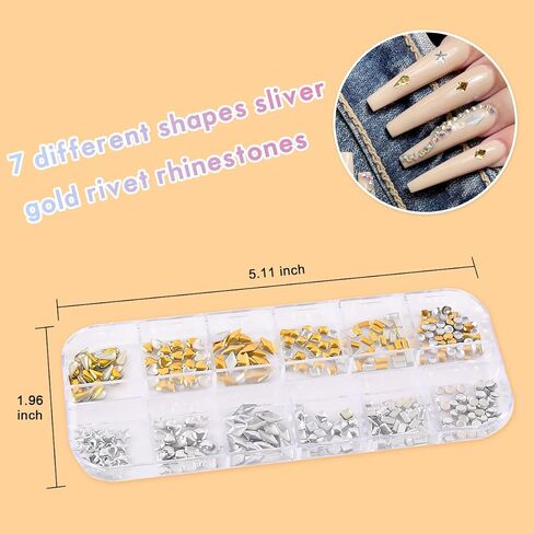 Nail Art Decoration Kit Includes Nail Rhinestones Nail Sequins Nail Crystals for Nail Art Supplies Accessories DIY Acrylic Nail Art in Saudi Arabia
