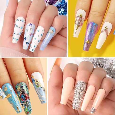 Nail Art Decoration Kit Includes Nail Rhinestones Nail Sequins Nail Crystals for Nail Art Supplies Accessories DIY Acrylic Nail Art in Saudi Arabia