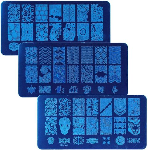Nail Art Stamping Plate Kit Flower Geometric Image Stamping Template Stamper Scraper Rhinestones Decorations Mandala Dotting Pen Nails Striping Tape Manicure DIY in Kuwait