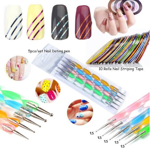 Nail Art Stamping Plate Kit Flower Geometric Image Stamping Template Stamper Scraper Rhinestones Decorations Mandala Dotting Pen Nails Striping Tape Manicure DIY in Kuwait