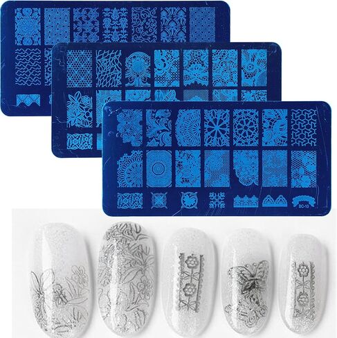 Nail Art Stamping Plate Kit Flower Geometric Image Stamping Template Stamper Scraper Rhinestones Decorations Mandala Dotting Pen Nails Striping Tape Manicure DIY in Kuwait