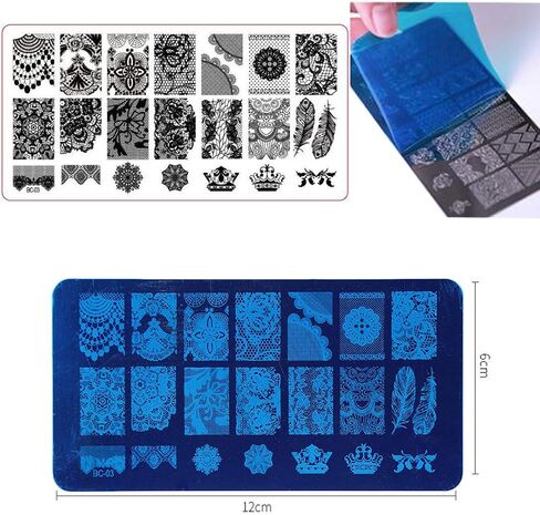 Nail Art Stamping Plate Kit Flower Geometric Image Stamping Template Stamper Scraper Rhinestones Decorations Mandala Dotting Pen Nails Striping Tape Manicure DIY in Kuwait
