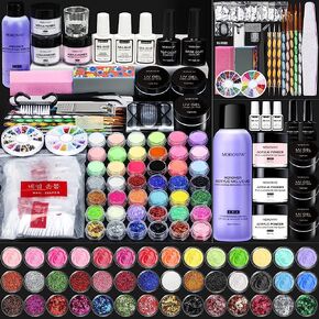 Morovan Acrylic Nail Kit - Professional Acrylic Nail Kits Set Acrylic Powder Set with Everything for Beginners Glitter Powder Acrylic Brush for Nail Art Extension in Kuwait