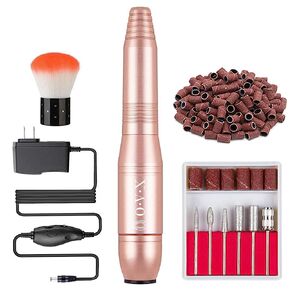 Nail Drill Kit Electric Nail File Portable Nail Drill Machine Professional Manicure Pedicure Set Polishing Shape Tools for Acrylic Gel Nails with Nail Drill Bits,Sanding Bands and Brush(Black)