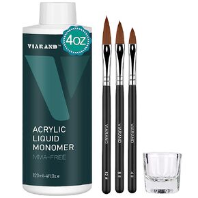 Monomer Acrylic Nail Liquid for Acrylic Powder-Professional Non-Yellowing Formula MMA-Free (4OZ)