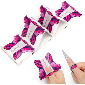 AHIER Nail Forms, 100PCS Acrylic Butterfly-Shape Self Adhesive Gel Nail Extension Nail Forms for DIY Tool UV Gel Forms Guide Stickers