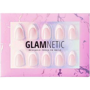Glamnetic Press On Nails - Angel | Opaque White Short Almond Nails, Reusable | 12 Sizes - 24 Nail Kit