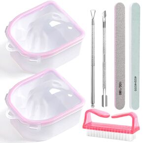 Nail Soaking Bowl, Gel Nail Polish Remover Kit, Manicure Bowl for Hand, Dip Powder Remover Tools, Nail Soak Off Bowl for Acrylic Nails, Nail Brush, Cuticle Pusher, Cuticle Peeler, 100/180 Nail File, Buffer Block-Black in Kuwait