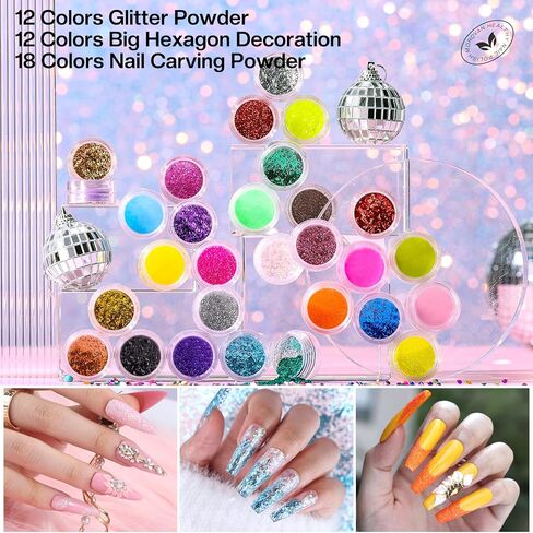 Morovan Acrylic Nail Kit with Drill - Nails Kit Acrylic Set for Beginners With Everything Glitter Acrylic Powder Set for Nails Supplies Acrylic Brushes Nail Tips Art Decoration Tools DIY Salon at Home in Saudi Arabia