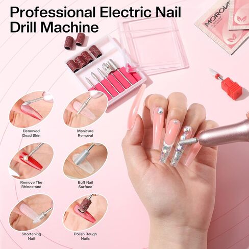 Morovan Acrylic Nail Kit with Drill - Nails Kit Acrylic Set for Beginners With Everything Glitter Acrylic Powder Set for Nails Supplies Acrylic Brushes Nail Tips Art Decoration Tools DIY Salon at Home in Saudi Arabia