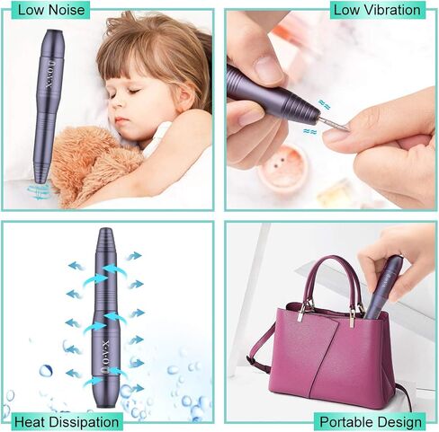 Nail Drill Kit Electric Nail File Portable Nail Drill Machine Professional Manicure Pedicure Set Polishing Shape Tools for Acrylic Gel Nails with Nail Drill Bits,Sanding Bands and Brush(Black) in Saudi Arabia