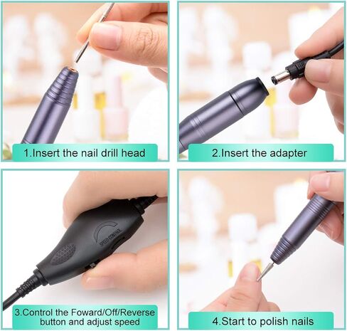 Nail Drill Kit Electric Nail File Portable Nail Drill Machine Professional Manicure Pedicure Set Polishing Shape Tools for Acrylic Gel Nails with Nail Drill Bits,Sanding Bands and Brush(Black) in Saudi Arabia