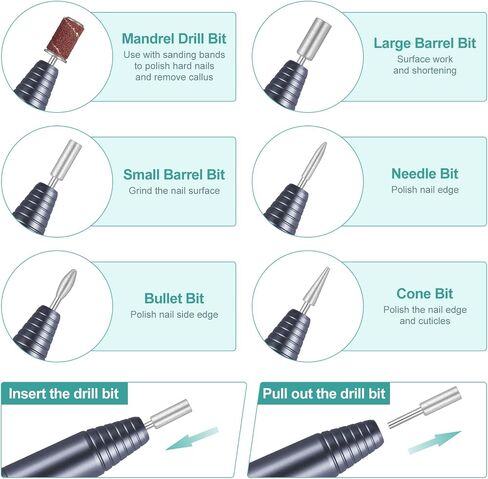 Nail Drill Kit Electric Nail File Portable Nail Drill Machine Professional Manicure Pedicure Set Polishing Shape Tools for Acrylic Gel Nails with Nail Drill Bits,Sanding Bands and Brush(Black) in Saudi Arabia